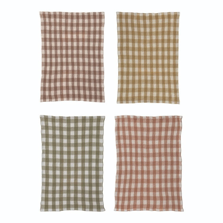 Gingham Waffle-Knit Tea Towel