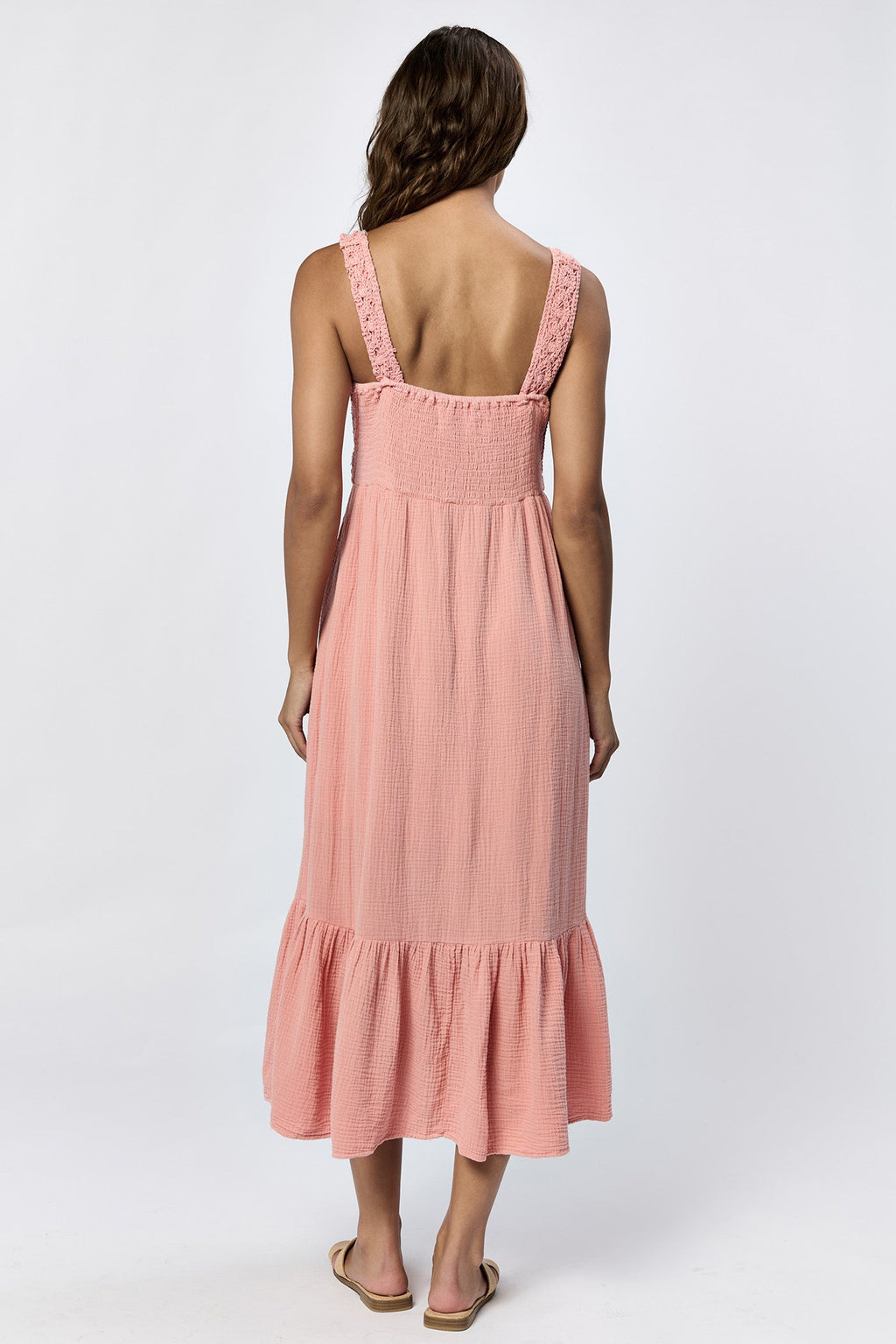 Chasity Terracotta Crochet Dress