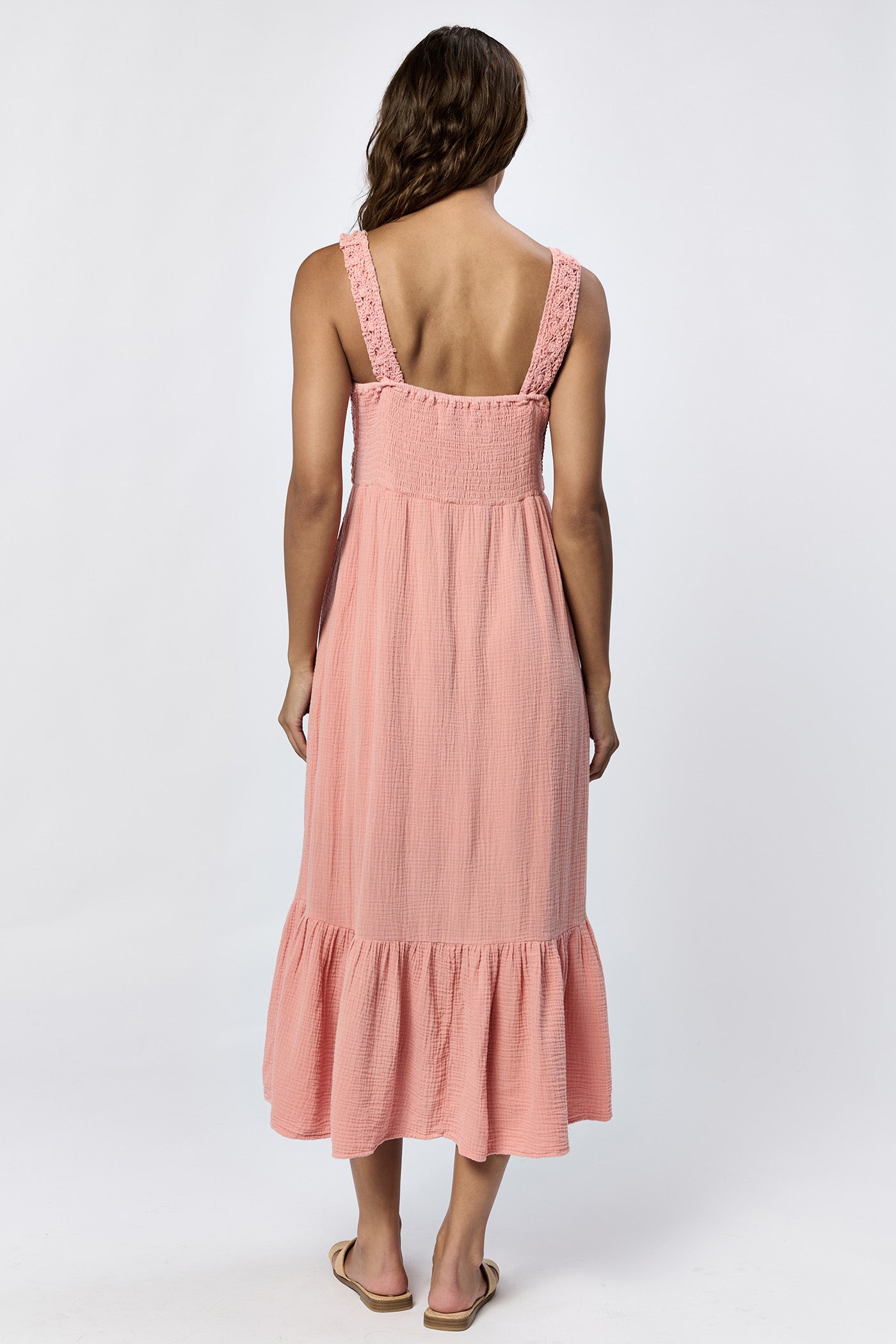 Chasity Terracotta Crochet Dress