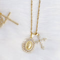 Royalty Double Charm CZ Religious Necklace