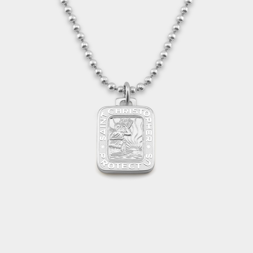 St. Christopher RECTANGLE Surf Necklace