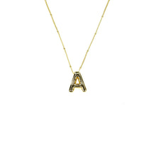 Gold Bubble Initial Necklace