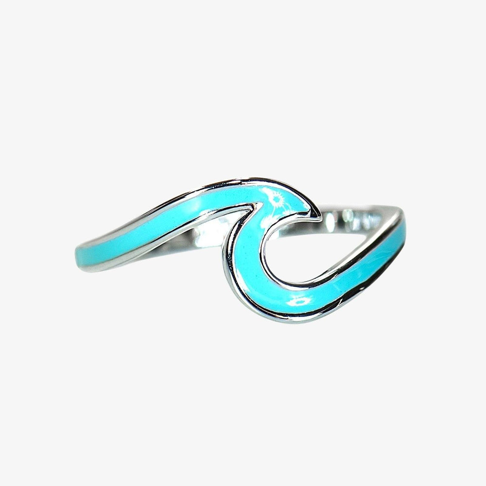 Silver Turquoise Enamel Wave Ring