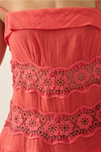 Cherry Drop-Waist Lace Mini Dress