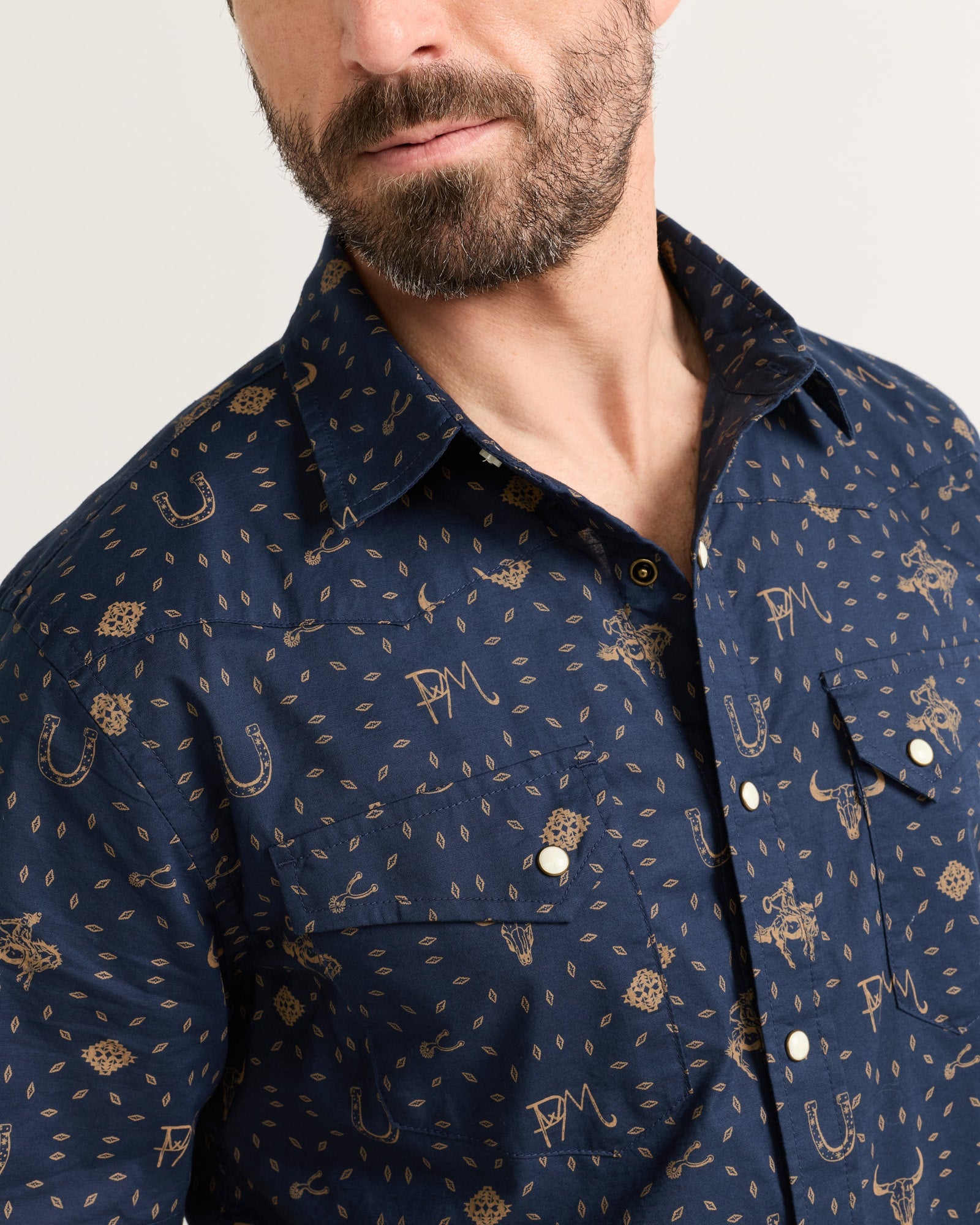 Laramie Western Navy Snap Shirt