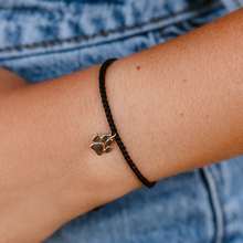 Paw Print Charm Black Bracelet