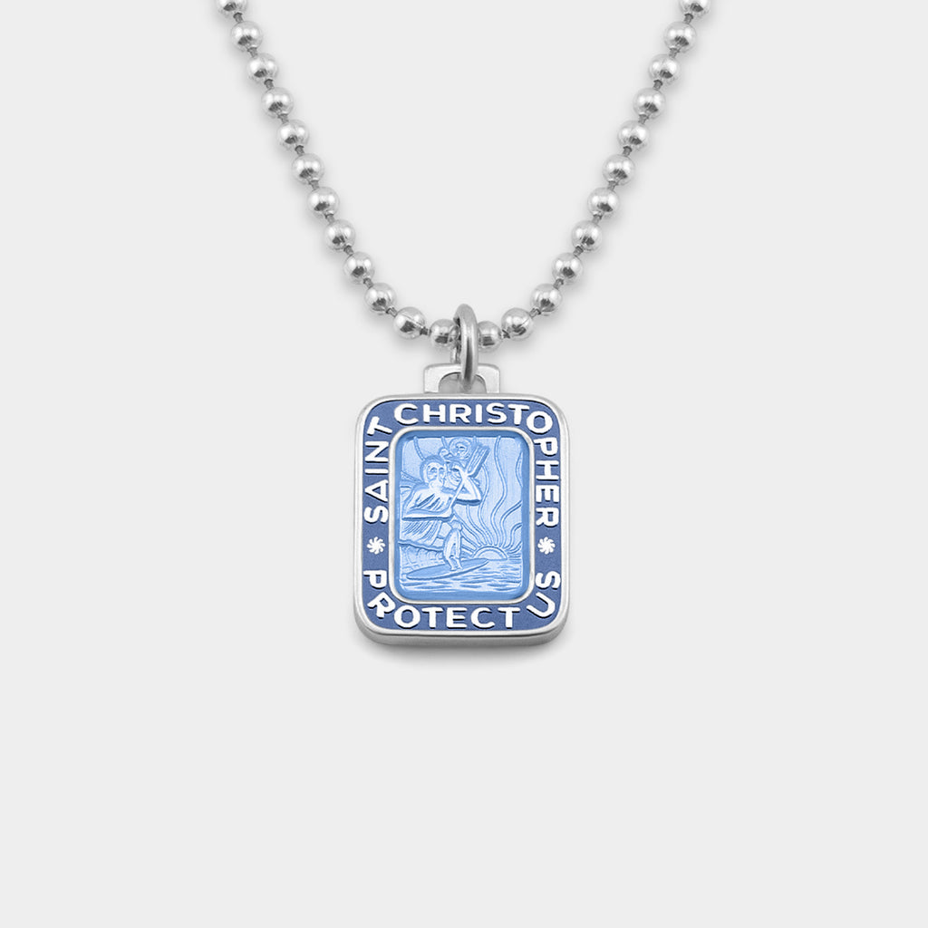 St. Christopher RECTANGLE Surf Necklace