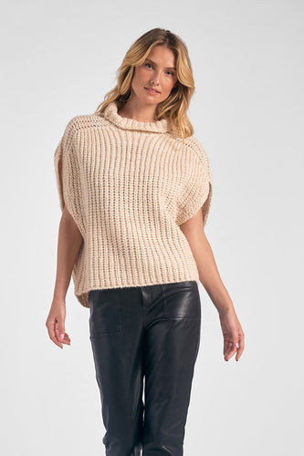 Short-Sleeve Turtleneck Sweater