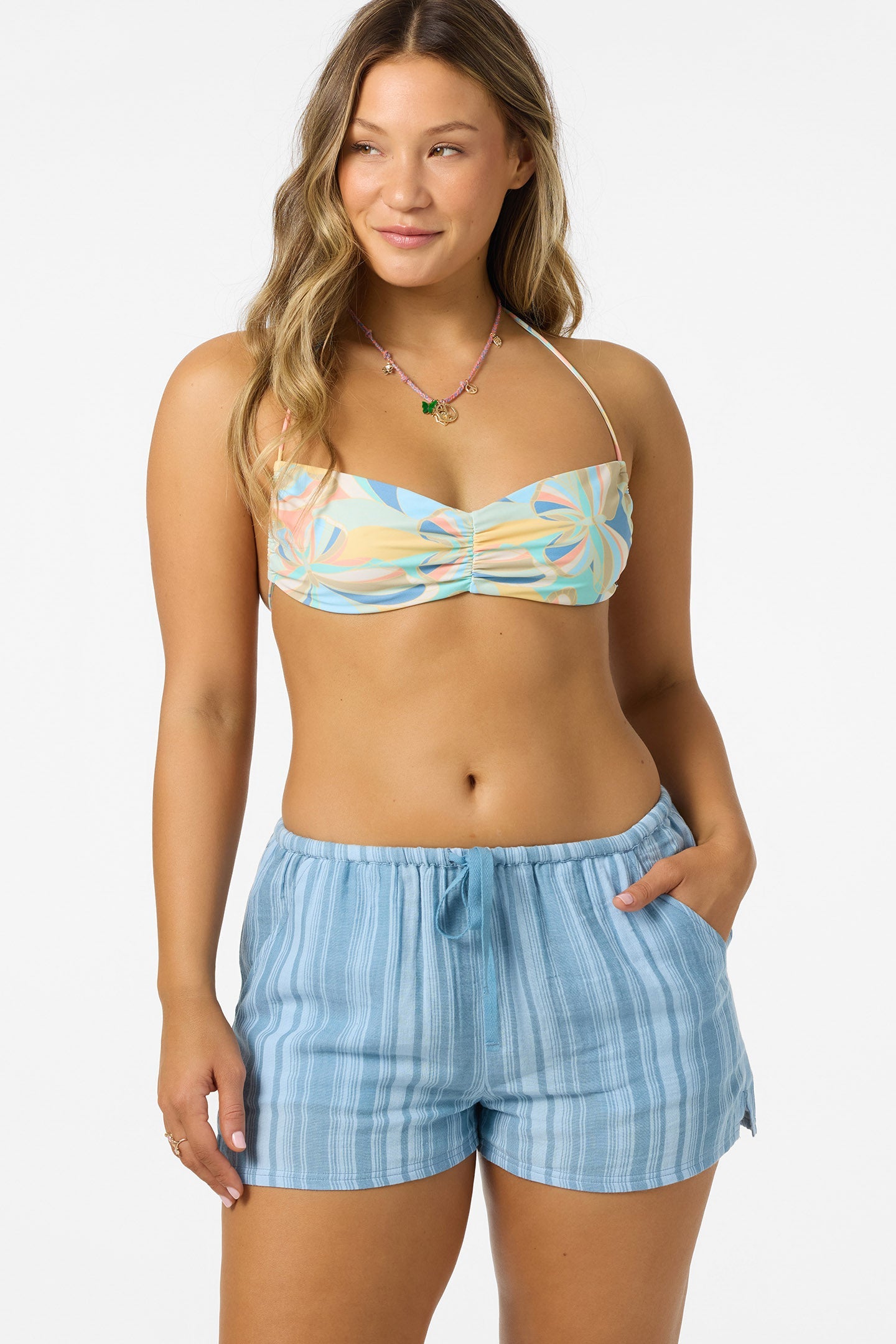 Brenda Waves Chambray Blue Stripe Beach Short