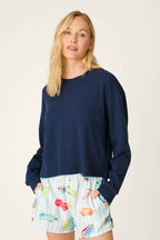 Blue Night Waffle Knit L/S Top