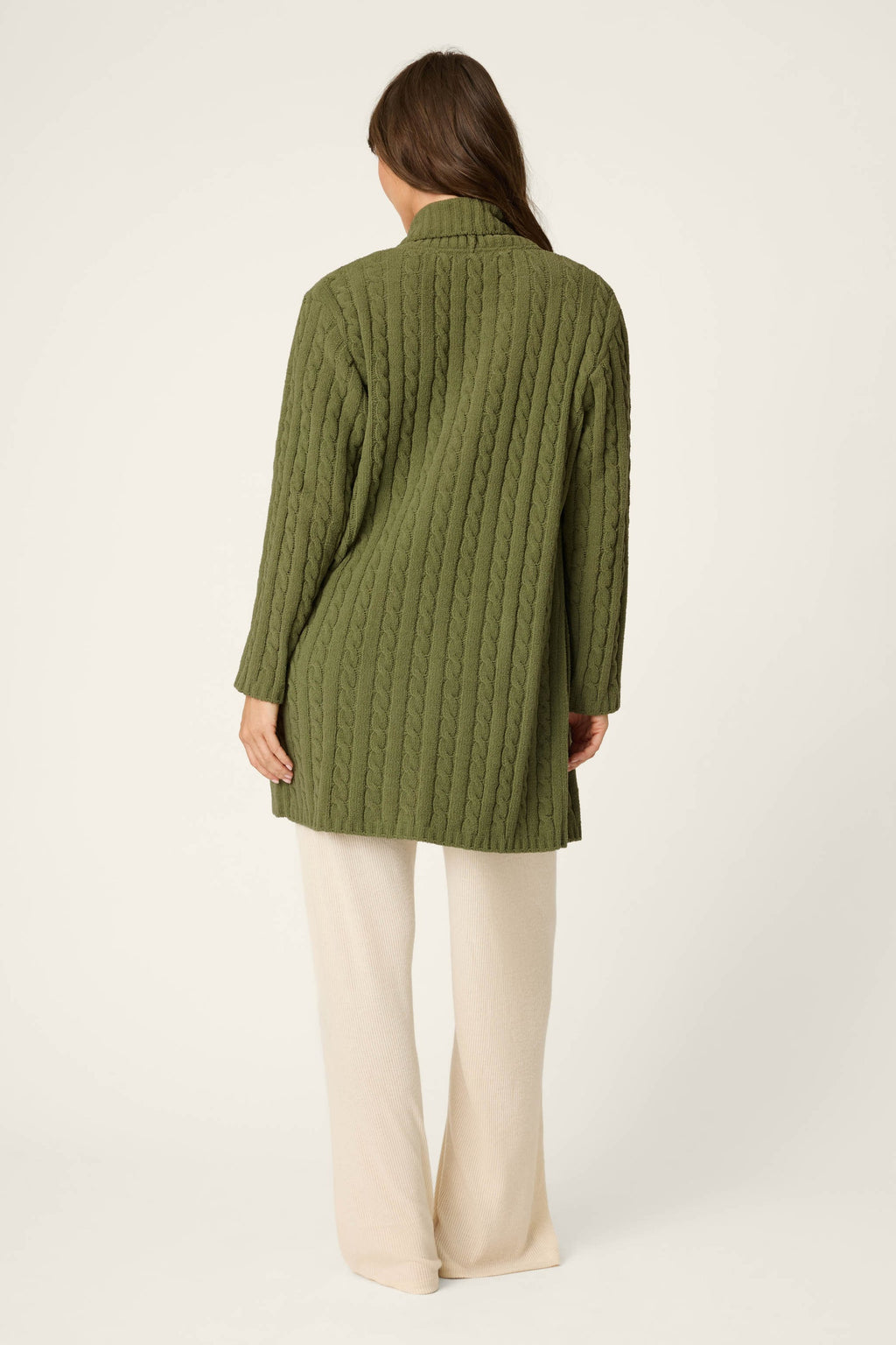 Cozy Cable Chenille Olivine Cardigan