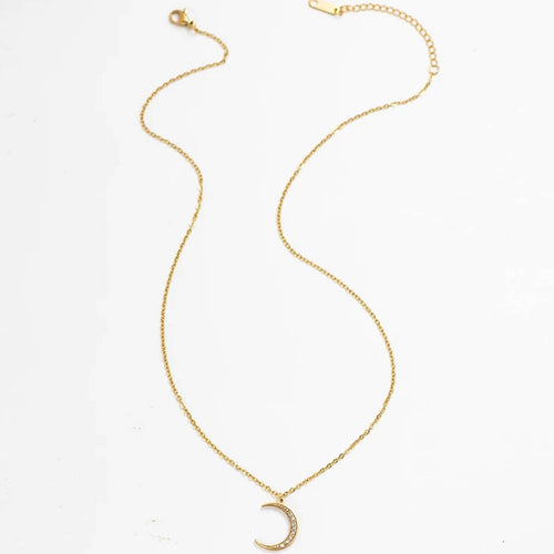 CZ Crescent Moon Necklace