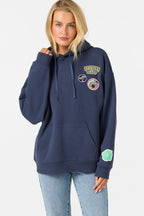 Patches Oversized Navy Hoodie