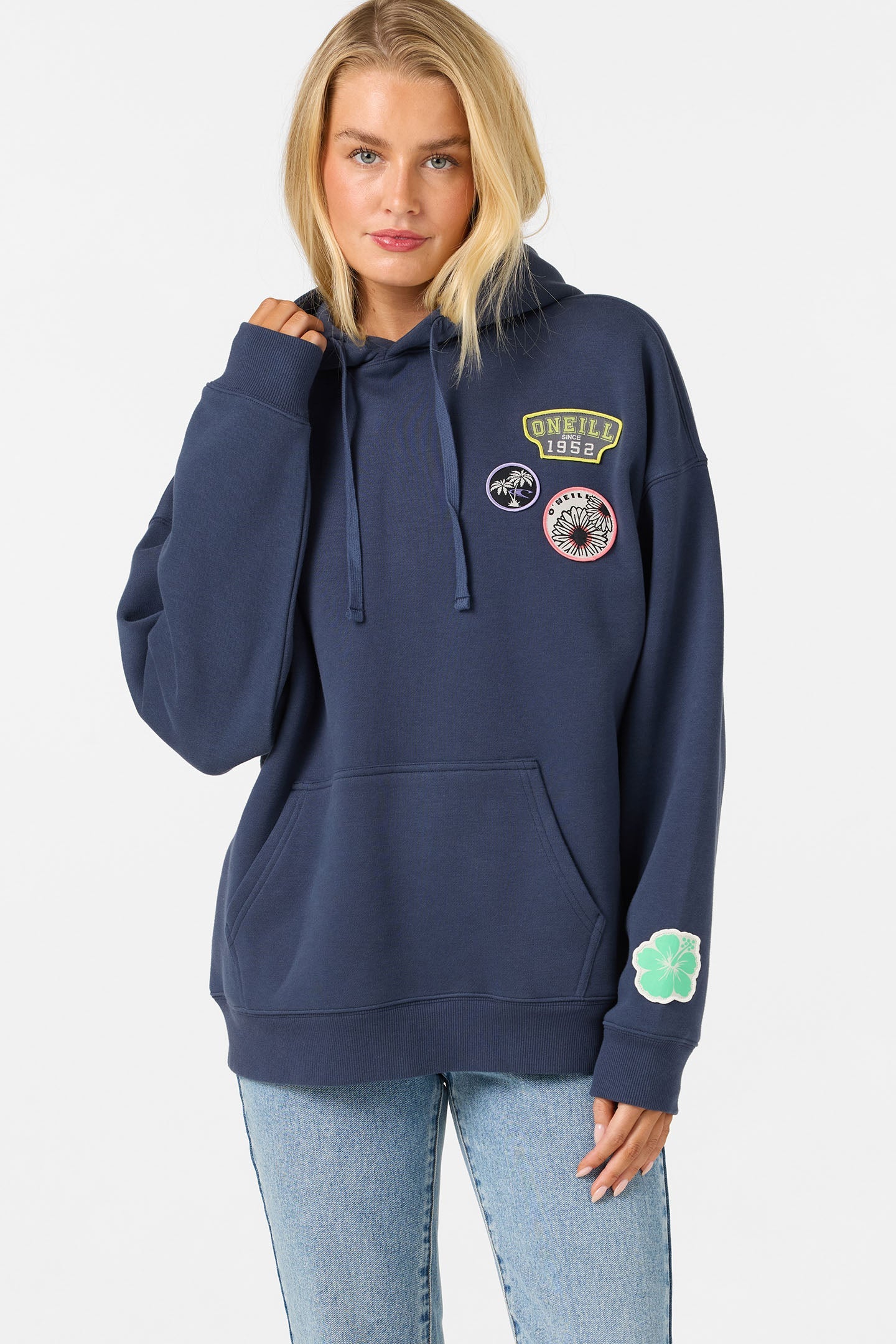 Patches Oversized Navy Hoodie