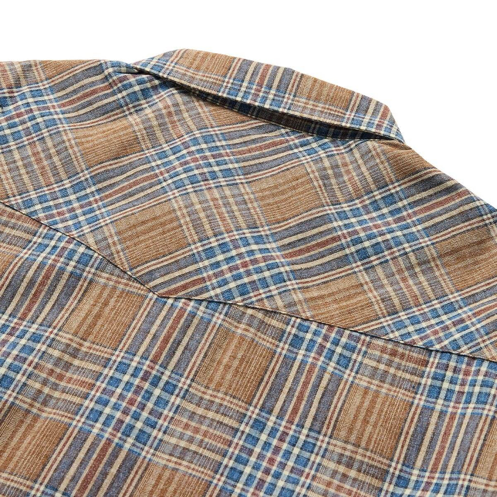 Sawtooth Faded Navy Plaid Snap Shirt
