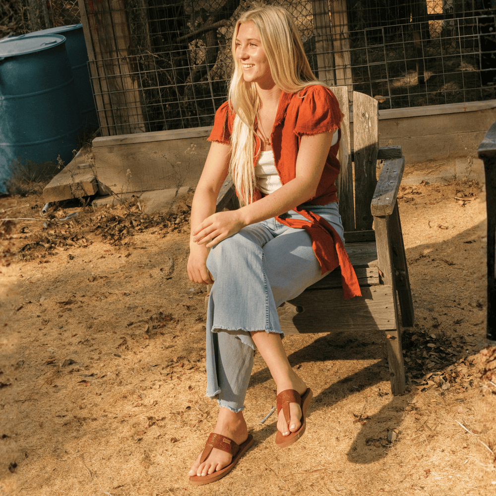 Grace Tobacco Artisan Tulled Sandal