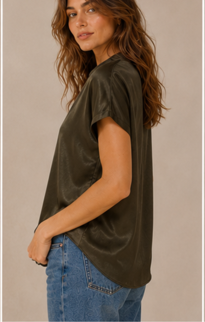 Elise Satin V Blouse