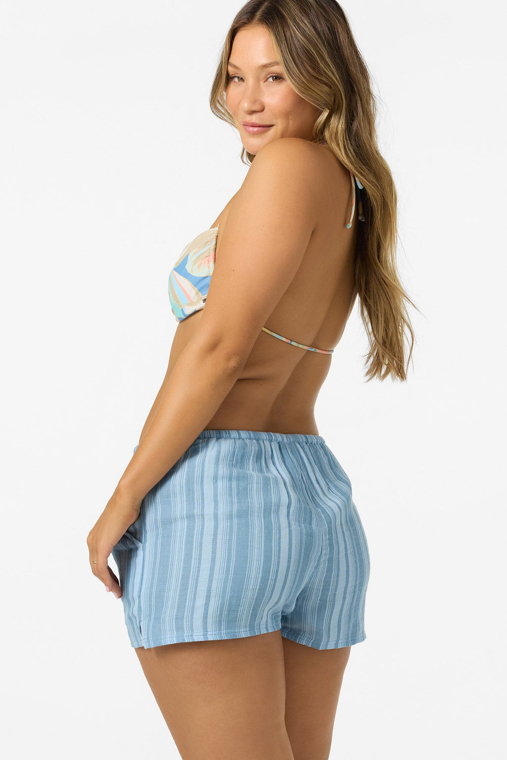 Brenda Waves Chambray Blue Stripe Beach Short