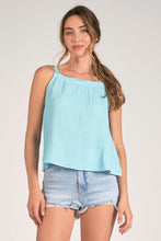 Azure High-Neck Gauze Tank