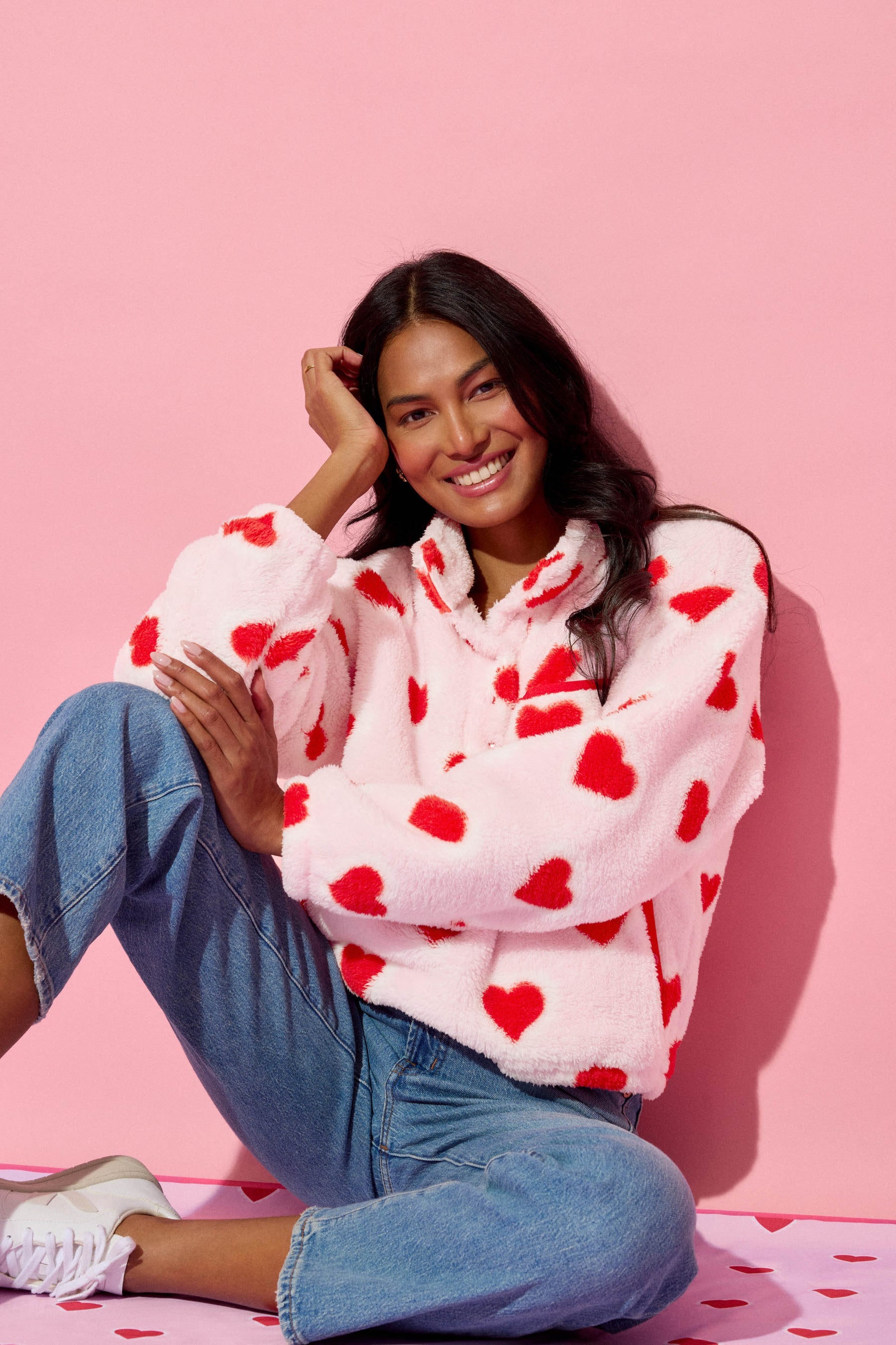 Let's Get Cozy Hearts Plush Pullover