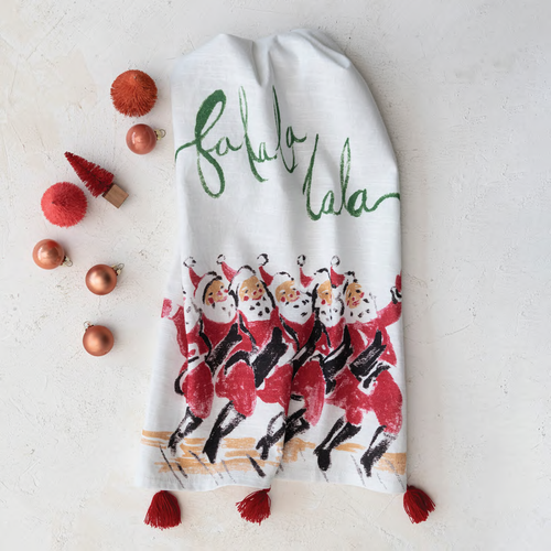 Dancing Santas Dish Towel