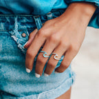 Silver Turquoise Enamel Wave Ring