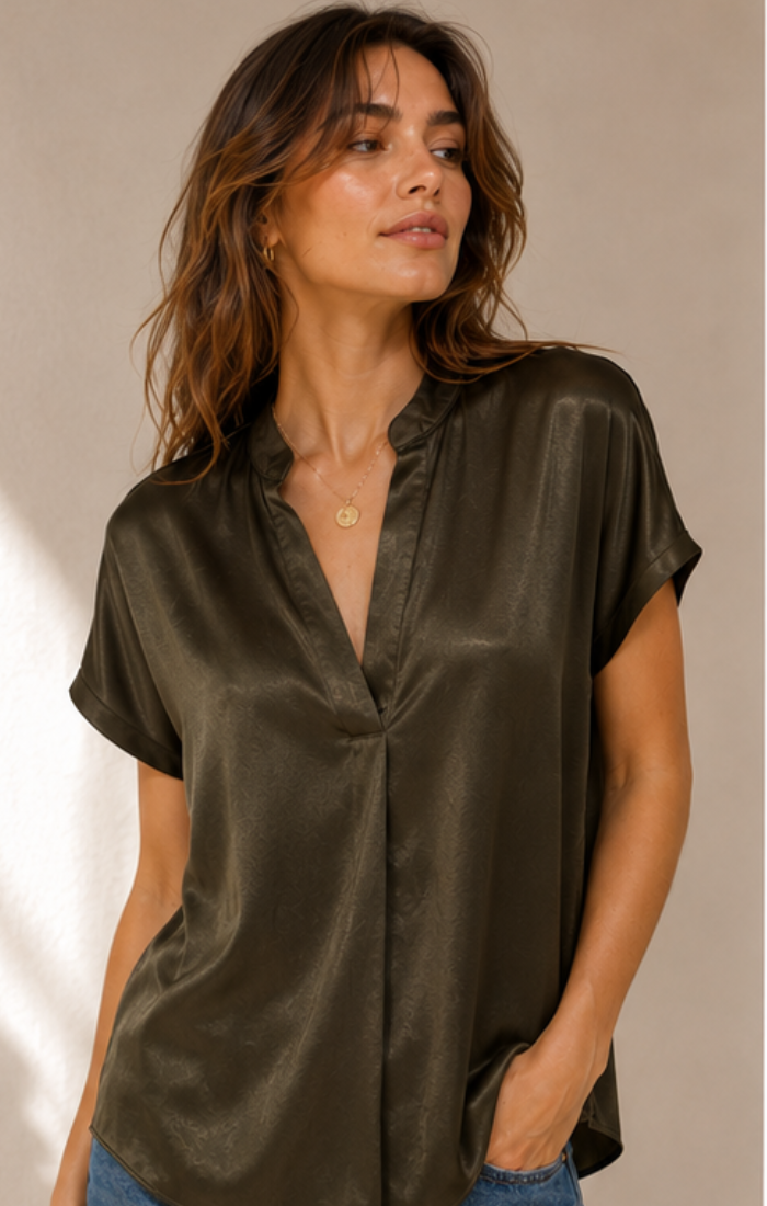 Elise Satin V Blouse