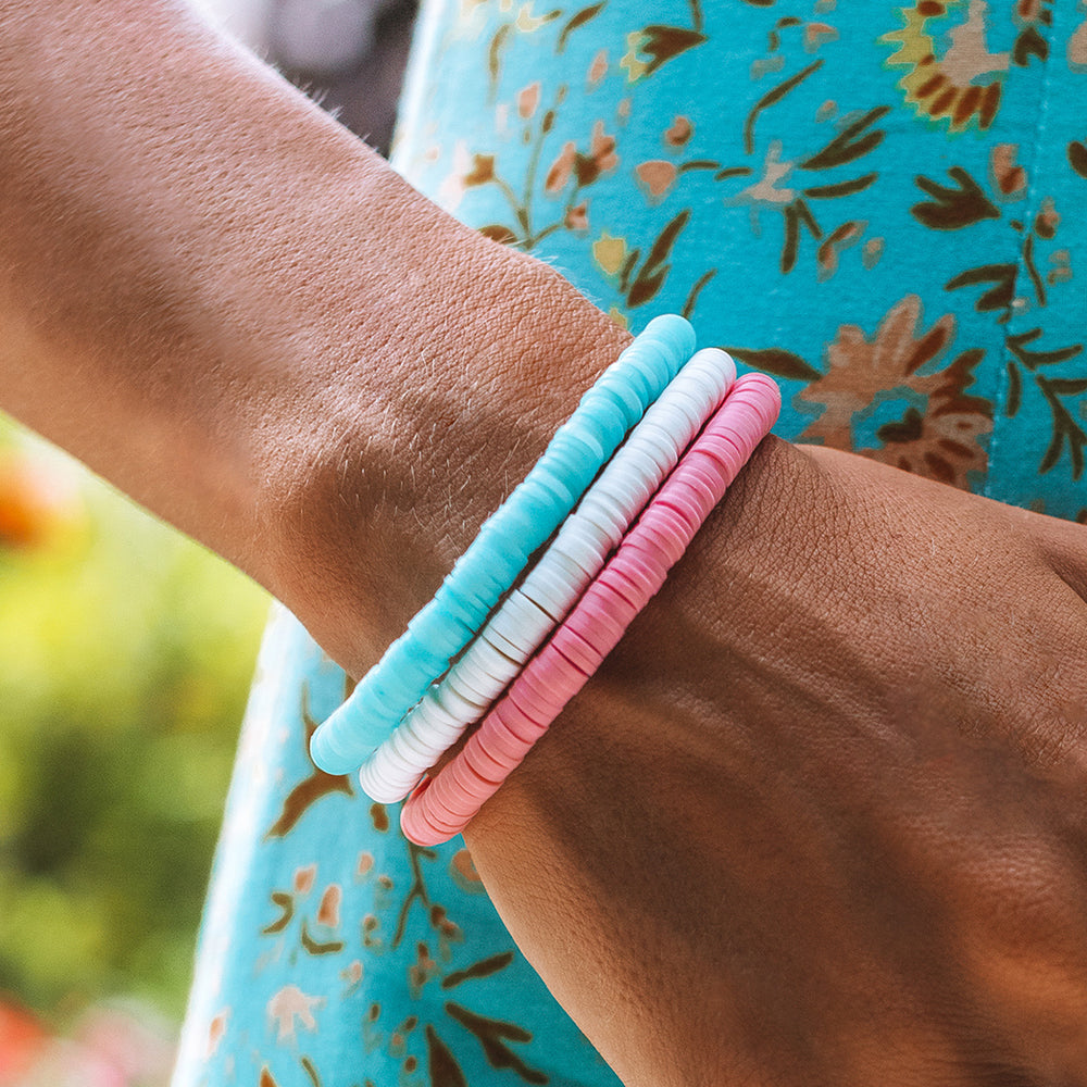 White Disc Stretch Bracelet