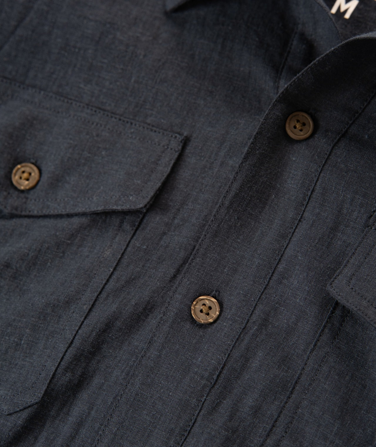 Noah Black Sand Linen Button-Up Shirt