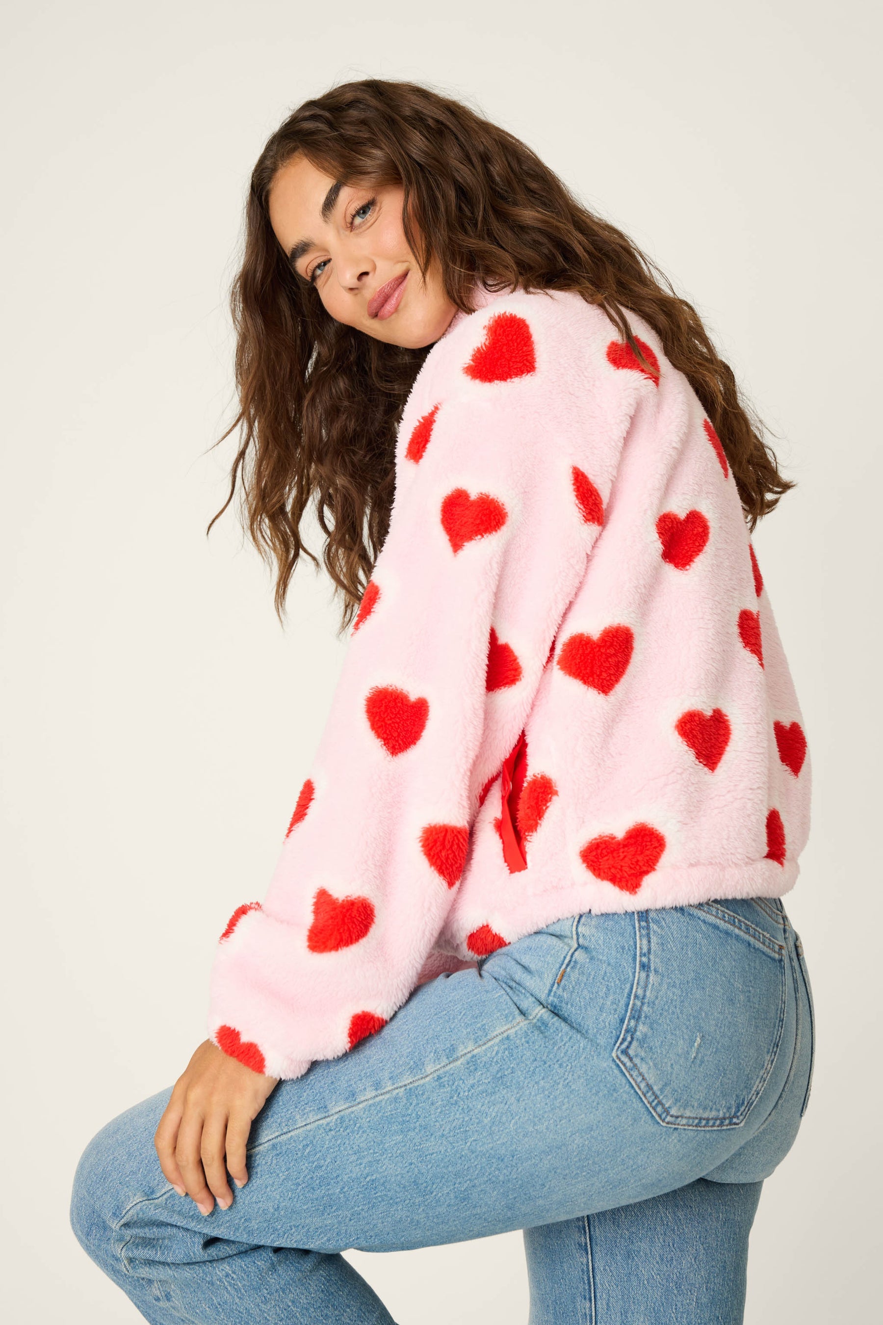 Let's Get Cozy Hearts Plush Pullover