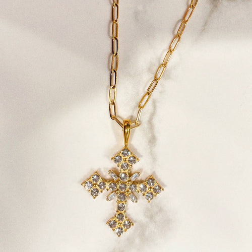 Noble CZ Cross Necklace