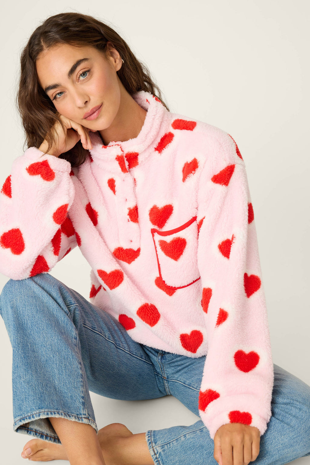 Let's Get Cozy Hearts Plush Pullover