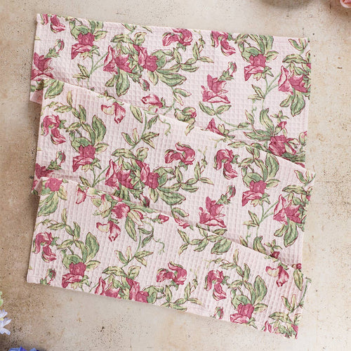 Sweet Pea Waffle-Knit Tea Towel