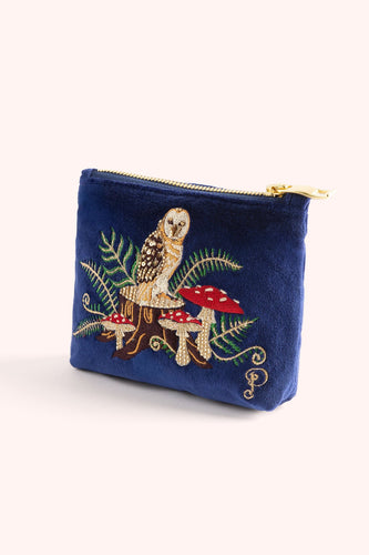 Woodland Owl Velvet Mini Pouch