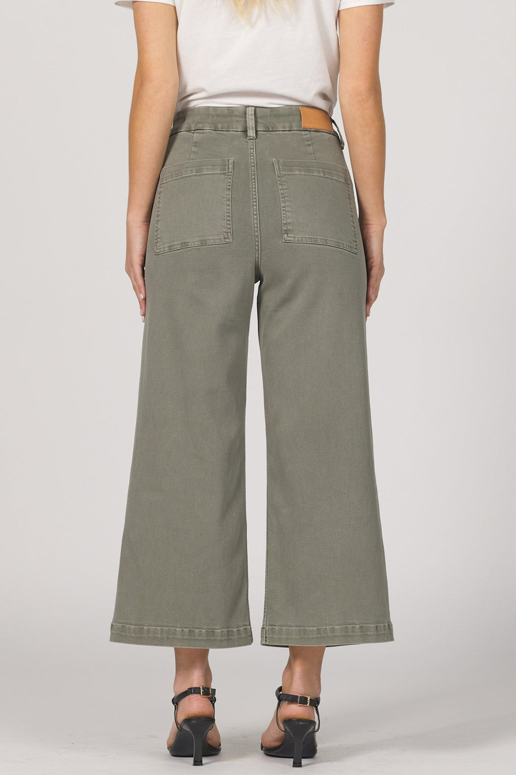 Audrey Vetiver Crop Wide Leg Jean