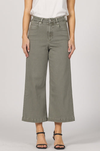 Audrey Vetiver Crop Wide Leg Jean