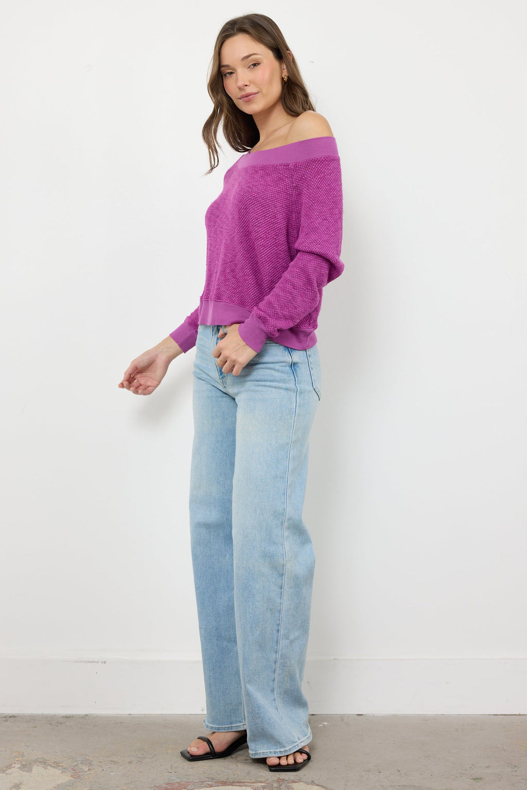 Carol Fuchsia Off-Shoulder Sweater