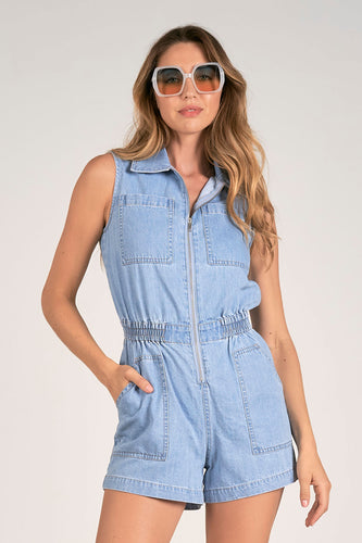 Sleeveless Denim Romper