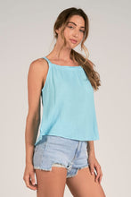 Azure High-Neck Gauze Tank