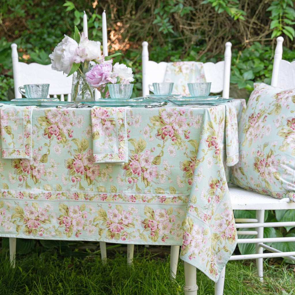 Apple Blossom Aqua 54" x 54" Tablecloth