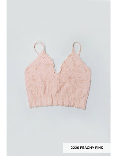 Lace Textured Long-Line Bralette