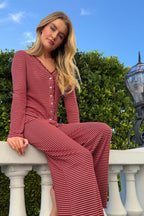 Pretty Stripes Pointelle Wine Cardigan