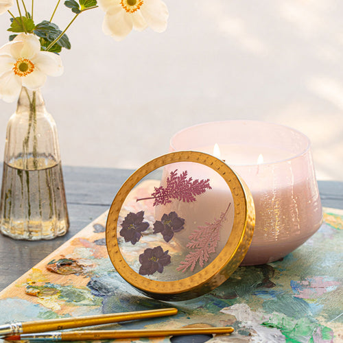 Blackberry Coconut Large Pressed Floral Candle