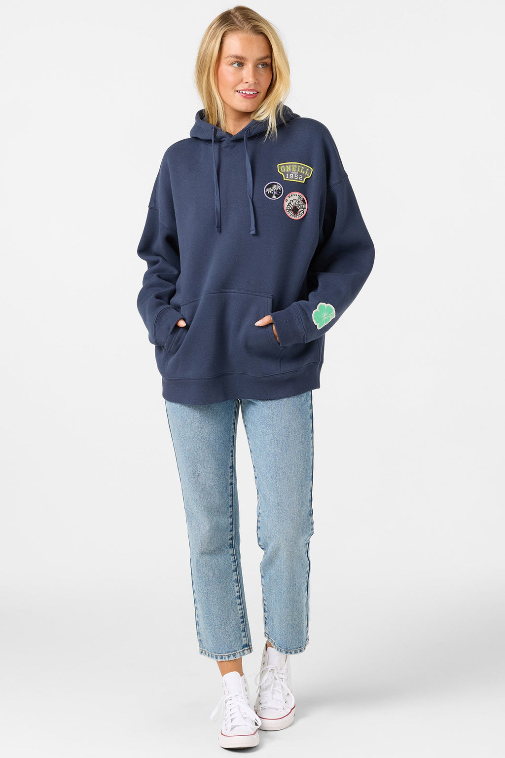 Patches Oversized Navy Hoodie