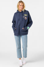 Patches Oversized Navy Hoodie