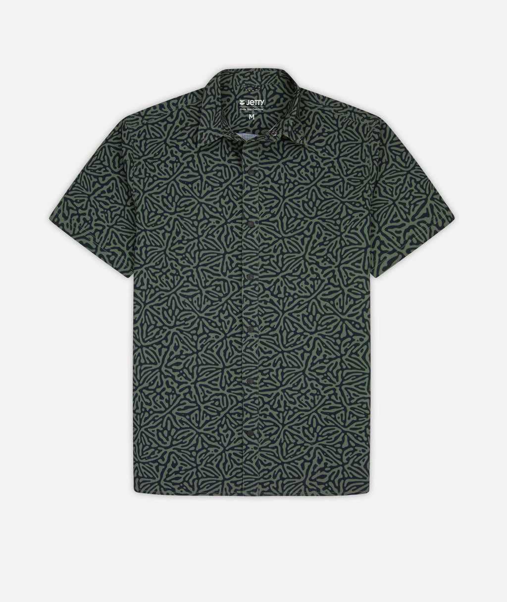 Sandpit Tech Olive Button Up Shirt