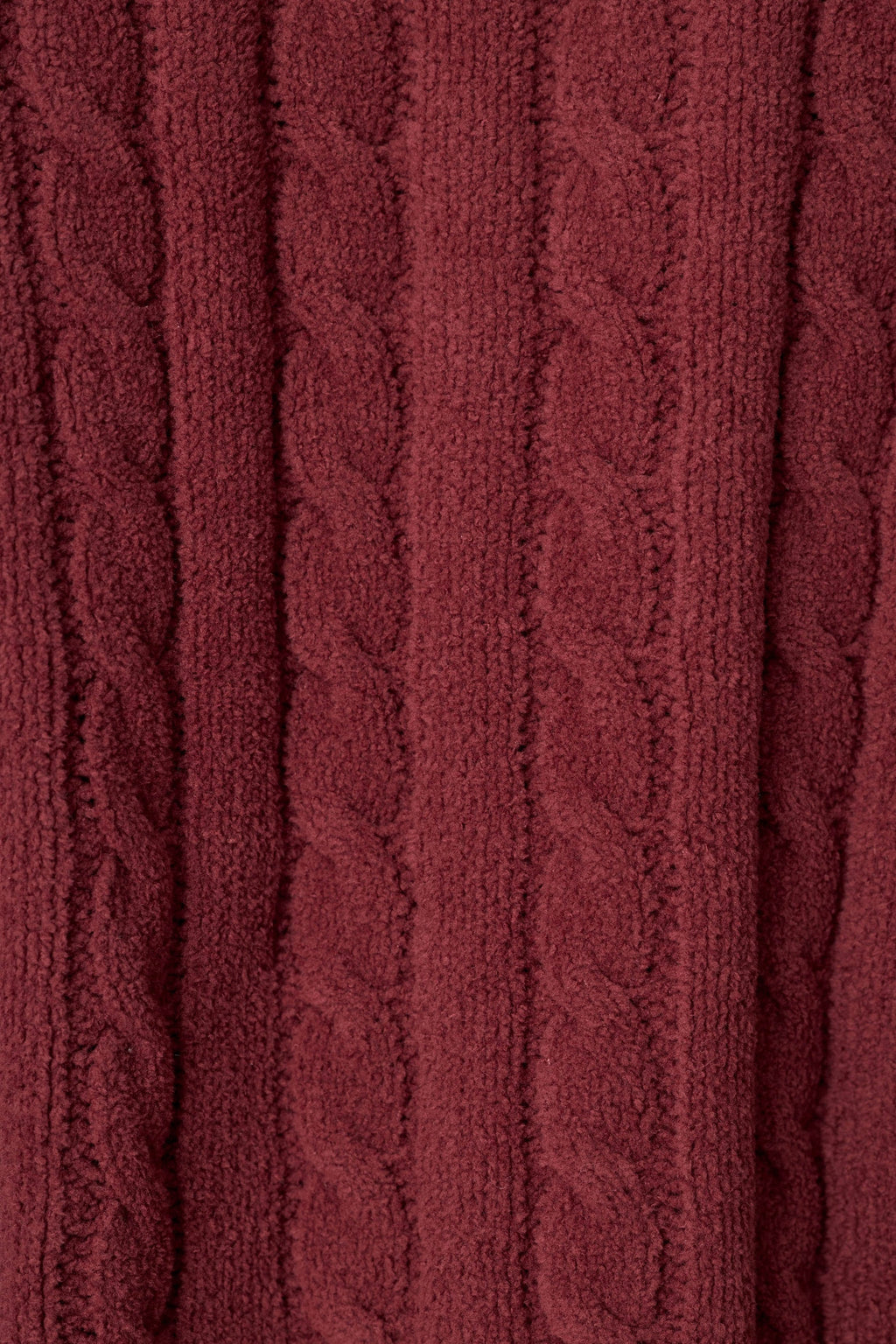 Cozy Cable Chenille Wine V Sweater