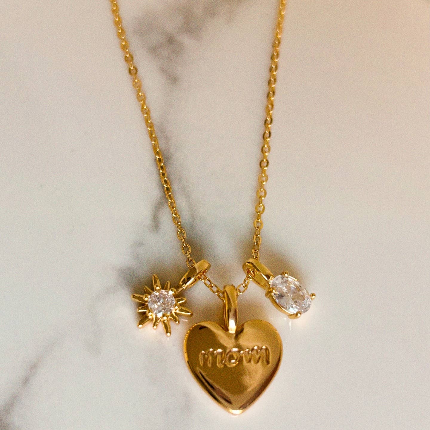 Mom Heart Charm Necklace