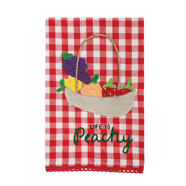 Gingham Fruit Crochet Tea Towel