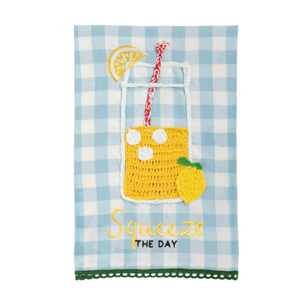 Gingham Fruit Crochet Tea Towel